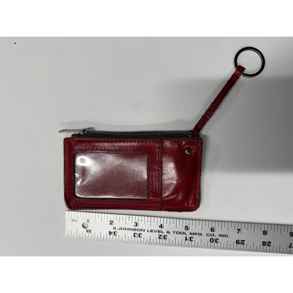 Patricia Nash Oxblood Red Leather Coin Purse ID Holder Key Ring Wallet